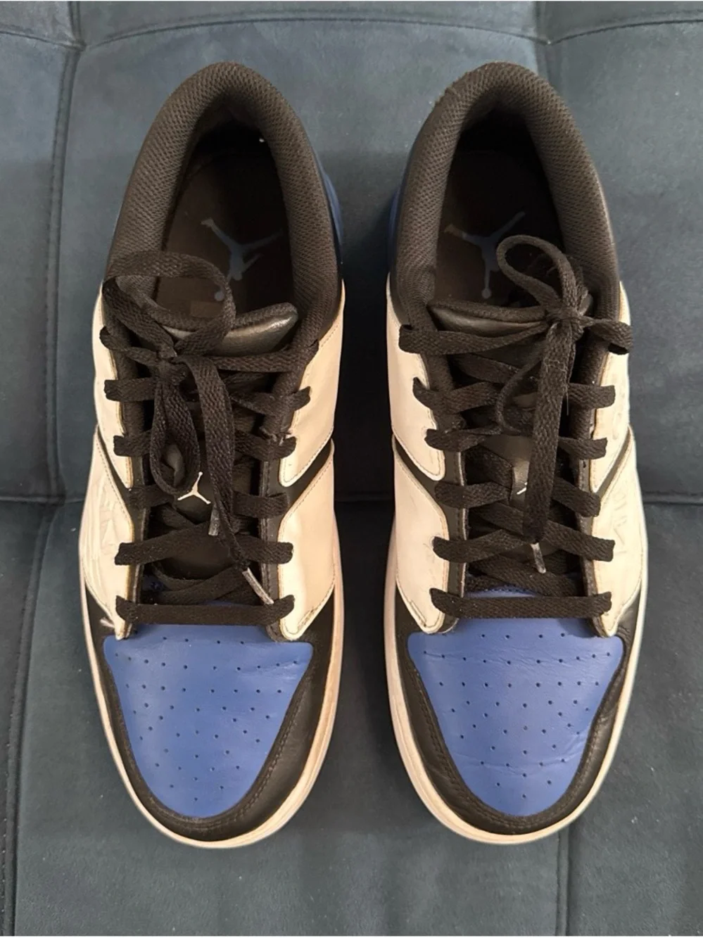 Jordan Nu Retro 1 Low Sneakers in Black, White & Blue